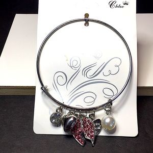 NEW CHLOE SILVER ADJUSTABLE 5 CHARM BRACELET